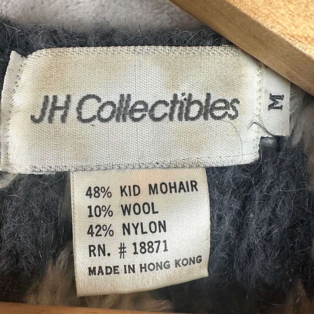 JH Collectibles Kid Mohair Wool Sweater Womens Medium Blue White Hong Kong Knit - Picture 2 of 6